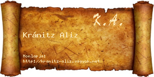 Kránitz Aliz névjegykártya